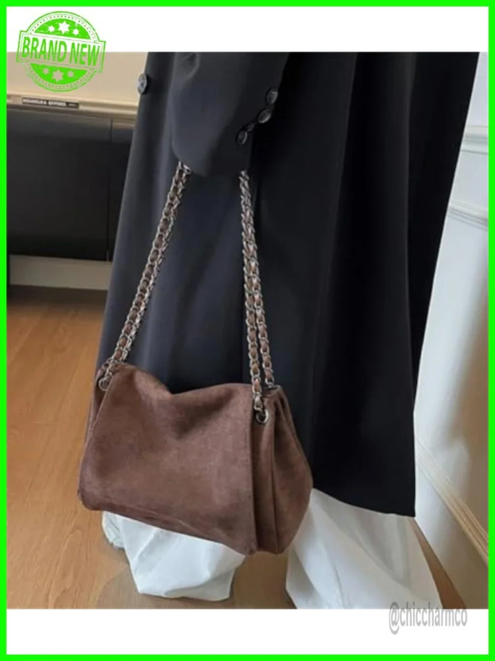 Suede Top Handle Bag Slouchy Shoulder Hobo Handbag Fall Winter Tote
